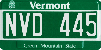VT license plate NVD445