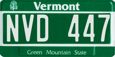 VT license plate NVD447