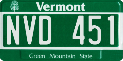 VT license plate NVD451
