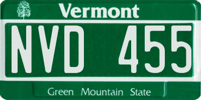 VT license plate NVD455