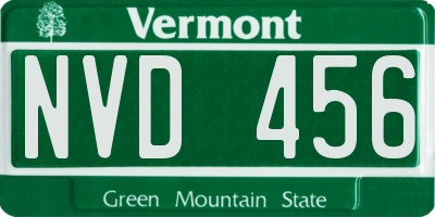 VT license plate NVD456