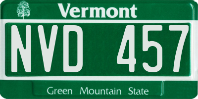 VT license plate NVD457