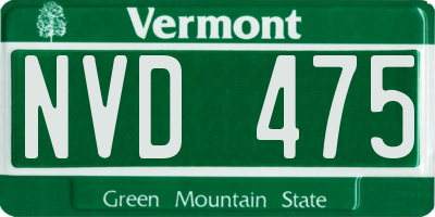 VT license plate NVD475