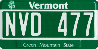 VT license plate NVD477