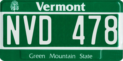 VT license plate NVD478