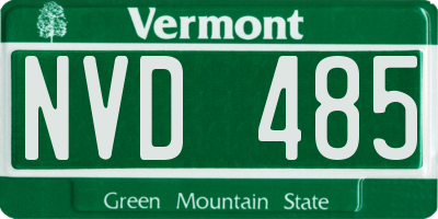 VT license plate NVD485