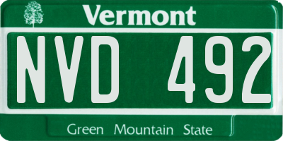VT license plate NVD492