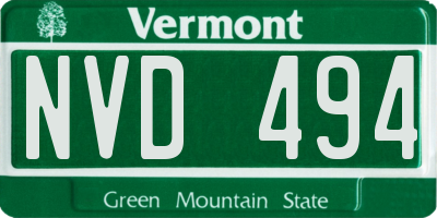 VT license plate NVD494