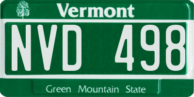 VT license plate NVD498