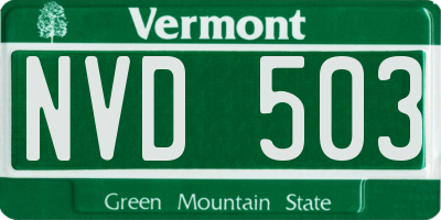 VT license plate NVD503