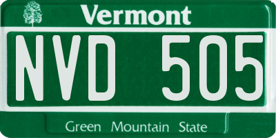 VT license plate NVD505