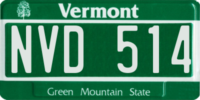 VT license plate NVD514