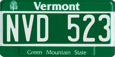 VT license plate NVD523