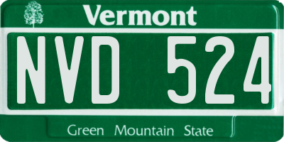 VT license plate NVD524