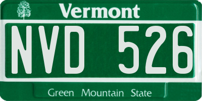 VT license plate NVD526