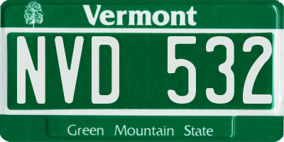 VT license plate NVD532
