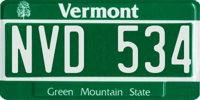 VT license plate NVD534