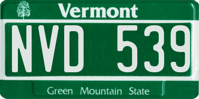 VT license plate NVD539