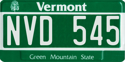 VT license plate NVD545