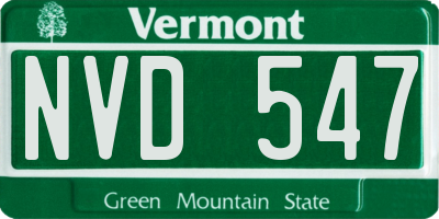 VT license plate NVD547