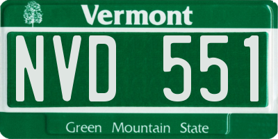 VT license plate NVD551