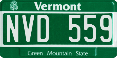 VT license plate NVD559