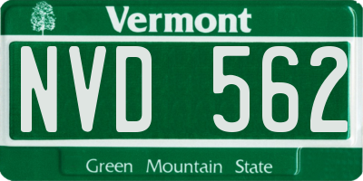 VT license plate NVD562