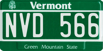 VT license plate NVD566