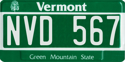 VT license plate NVD567