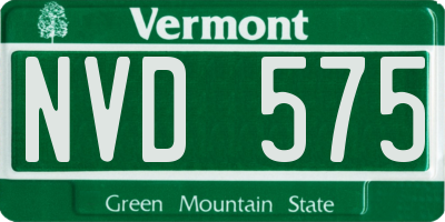 VT license plate NVD575