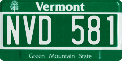 VT license plate NVD581