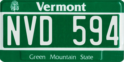 VT license plate NVD594