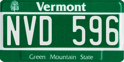 VT license plate NVD596