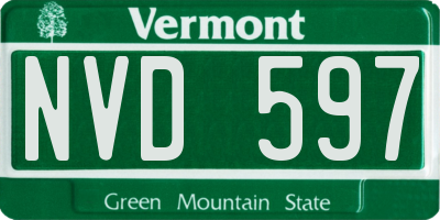 VT license plate NVD597