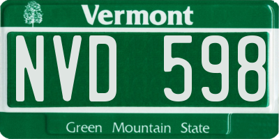 VT license plate NVD598