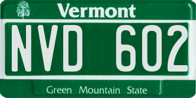 VT license plate NVD602