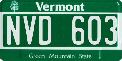 VT license plate NVD603
