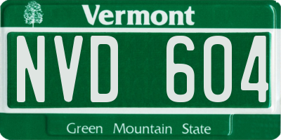 VT license plate NVD604