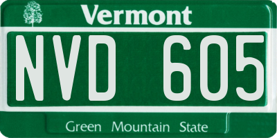 VT license plate NVD605