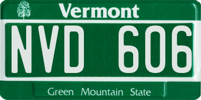 VT license plate NVD606