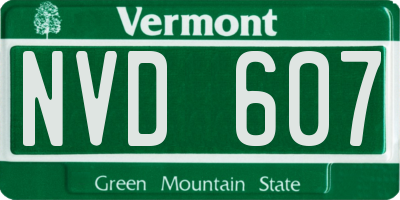 VT license plate NVD607