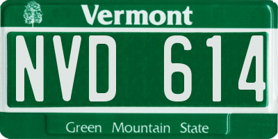 VT license plate NVD614