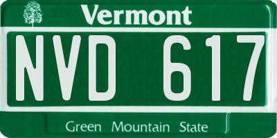 VT license plate NVD617