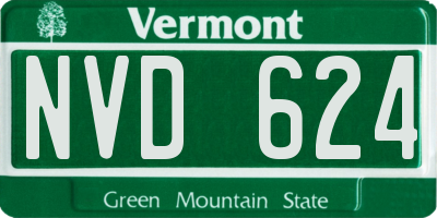 VT license plate NVD624
