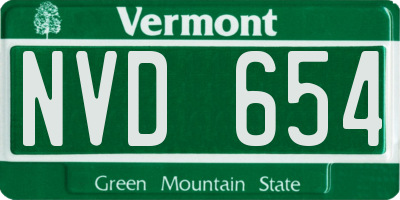 VT license plate NVD654