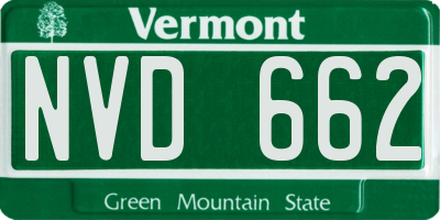 VT license plate NVD662