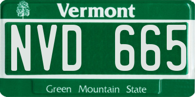 VT license plate NVD665