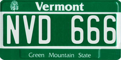VT license plate NVD666