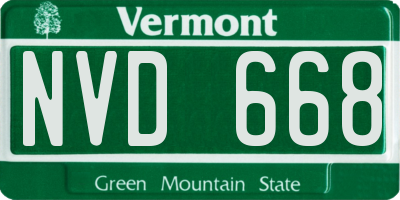 VT license plate NVD668