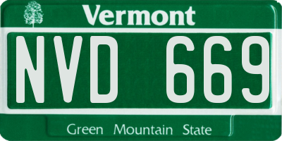 VT license plate NVD669